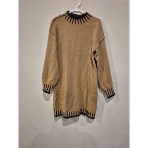 Saodimallsu Women's Size Small‎ Mock Neck Sweater Dress Brown